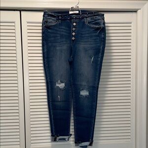 New without tags! KanCan Women's Dark Blue Distressed Skinny Jeans